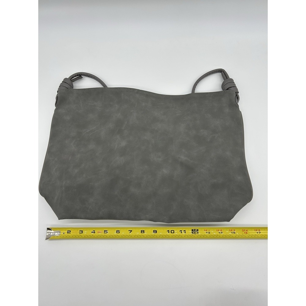 8 OTHER REASONS COLD SHOULDER BAG VEGAN GREY SUEDE - Picture 8 of 9